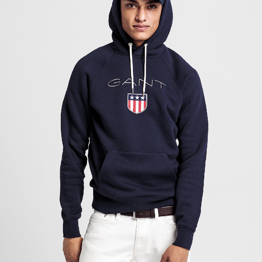 Comprar Sudadera con Capucha Azul Marino Logo Gant Gant | Outlet Oficial en  España de Gant